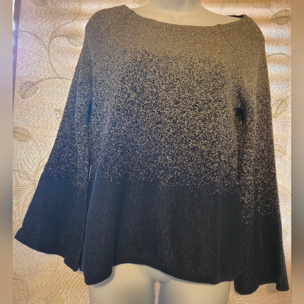 White House‎ Black Market Dark Blue and Metallic Sweater